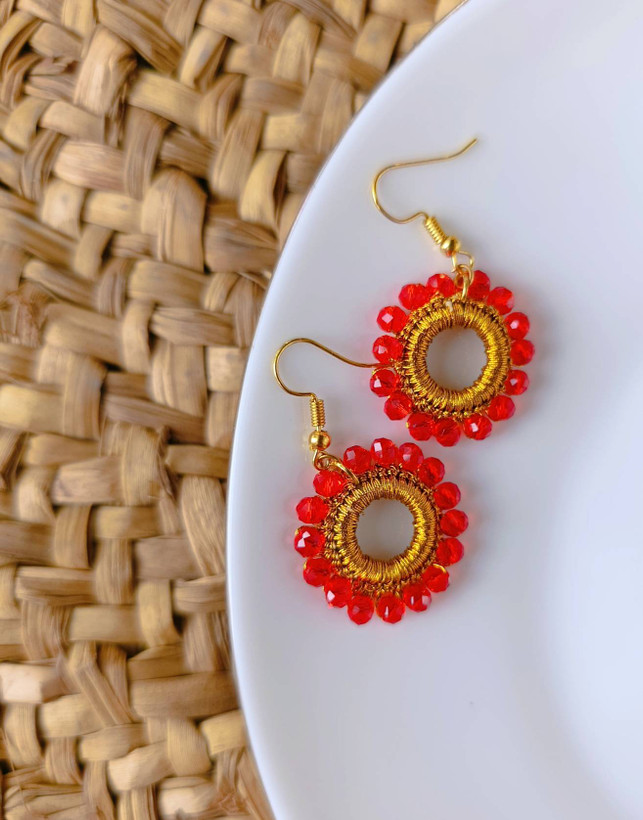 گوشواره کریستال گلابتون